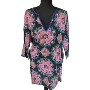 J.Crew Women's Tunic Cover-Up Size Small Floral Medallion Print 100% Cotton